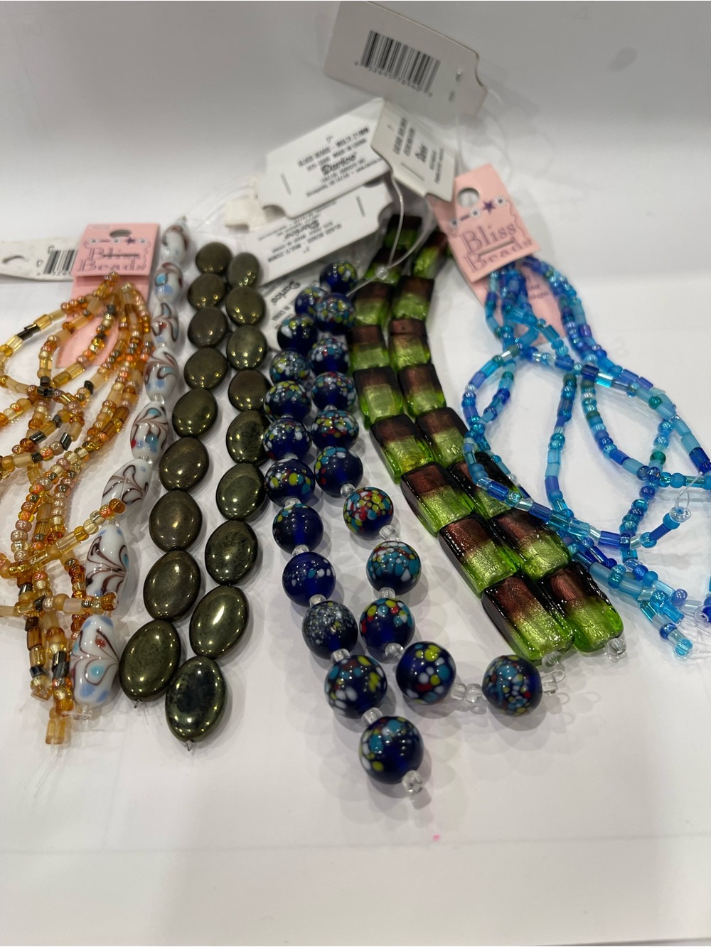Darice &Bliss Beads Lot Of 9 Mixed Bead Strands Unique Glass Vintage New Craft